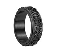 TQWSVUM Uomini Donne Vichingo Celtic Knot Spinner Band Ring - Nordic Triquetra Nodo Anello Girevole In Acciaio Inossidabile - Nodo Irlandese Promessa Anello Gioielli Fatti A Mano 8MM