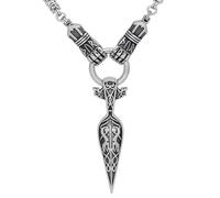 TQWSVUM Uomini Viking Martello di Thor's/Pendente Lancia di Odin Collana King Catena -Catena Chunky in Acciaio Inossidabile Fatta A Mano -Gioielli Amuleto Pagano Vintage Norreno