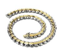 TQWSVUM Uomini Viking Ouroboros Collana, Nordic Stainless Steel Dragon Scale Link Chain Bangle, Vintage Punk Hip Hop Street Fashion Gioielli con Scatola di Legno