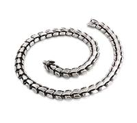 TQWSVUM Uomini Viking Ouroboros Collana, Nordic Stainless Steel Dragon Scale Link Chain Bangle, Vintage Punk Hip Hop Street Fashion Gioielli con Scatola di Legno