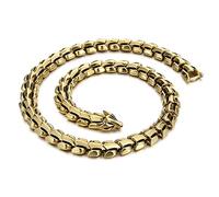 TQWSVUM Uomini Viking Ouroboros Collana, Nordic Stainless Steel Dragon Scale Link Chain Bangle, Vintage Punk Hip Hop Street Fashion Gioielli con Scatola di Legno