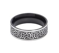 TQWSVUM Uomo Donna Acciaio Inossidabile Nodo Celtico Anello A Fascia Triquetra, Amuleto for Fede Nuziale Pagana Con Runa Vichinga Nordica, Rapper Hip Hop Rock Fashion Jewelry Regalo di Natale