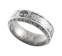 TQWSVUM Uomo Donna Anello Vintage Albero Della Vita Vichingo - Rune Nordice Nodo Celtico Anello con Sigillo Yggdrasil - Rune Futhark In Acciaio Inossidabile Fede Nuziale Moda Coppia Gioielli
