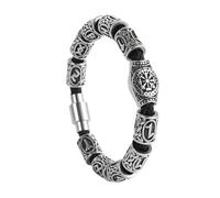 TQWSVUM Uomo Donna Norse Compass Beads Bracciale in Pelle - Viking Acciaio Inossidabile Vegvisir Rune Bead Bracciale in Pelle Intrecciata - Unisex Moda Ciondolo Amuleto Braccialetto Gioielli