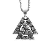 TQWSVUM Valknut Collana per Uomo - Vichingo Odino Triangolo Simbolo Ciondolo Amuleto - Nordico Acciaio Inox Vintage Gotico Fascino Strada Punk Gioielli Regalo per Padre Marito Figlio