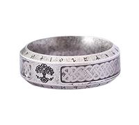 TQWSVUM Vichinghe Nordiche Albero Della Vita Anello Per Uomo Donna -Anello Con Nodo Celtico Vintage In Acciaio Inossidabile da 8 Mm -Coppia Fashion Punk Biker Yggdrasil Pirate Ring Jewelry