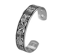 TQWSVUM Vichingo Celtic Knot Odin Crow Bracciale - Norreno Uomo Donna Acciaio Inossidabile Raven Cuff Bangle - Gioielli Fatti A Mano Hip Hop Gotico Animale Amuleto Pirata Pagani