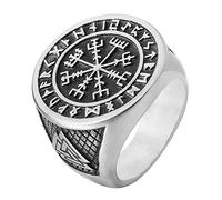 TQWSVUM Viking Bussola Vegvisir Cerchio Anello Per Gli Uomini, Nordic Runico Valknut Simbolo Anello In Acciaio Inossidabile, Scandinavo Scandinavo Norrena Vichingo Celtico Pagano Gioielli