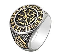 TQWSVUM Viking Bussola Vegvisir Cerchio Anello Per Gli Uomini, Nordic Runico Valknut Simbolo Anello In Acciaio Inossidabile, Scandinavo Scandinavo Norrena Vichingo Celtico Pagano Gioielli