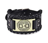 TQWSVUM Viking Celtic Knot Tree of Life Bracciale in Pelle - Nordic Yggdrasil Amuleto Ampio Braccialetto Intrecciato - Uomo Donna Vintage Bracciale Polsino Regolabile