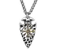 TQWSVUM Viking Compass Spear Head Pendente Collana, Nordic Vegvisir Dual Color Talismano A Testa di Lancia in Acciaio Inossidabile, Gothic Fashion Vintage Punk Jewelry Regalo per Uomini Donne