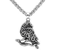 TQWSVUM Viking Crow Collana, Uomo in Acciaio Inossidabile Celtic Knot Raven Pendente Maglia, Mitologia Nordica Odino Corvo Amuleto Vintage Gioielli Regalo per La Festa del papà