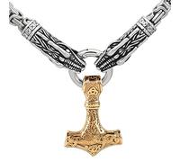 TQWSVUM Viking Dragon Heads Thor's Hammer Pendant Collana - Men in Acciaio Inossidabile Mjolnir King Chain Gioielli - Amuleto Pagano Celtico Nordico Regalo per la Festa del papà