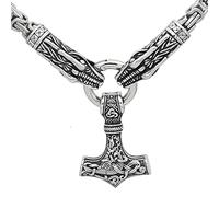 TQWSVUM Viking Dragon Heads Thor's Hammer Pendant Collana - Men in Acciaio Inossidabile Mjolnir King Chain Gioielli - Amuleto Pagano Celtico Nordico Regalo per la Festa del papà