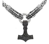 TQWSVUM Viking Dragon Heads Thor's Hammer Pendant Collana - Men in Acciaio Inossidabile Mjolnir King Chain Gioielli - Amuleto Pagano Celtico Nordico Regalo per la Festa del papà