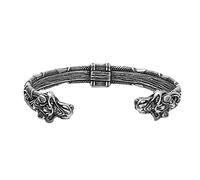 TQWSVUM Viking Fenrir Bangle - Bracciale da Uomo in Acciaio Inossidabile con Teste di Lupo Norreno - Braccialetto Aperto Fatto A Mano Nodo Celtico Regolabile Odin Wolf Talisman Gioielli di Moda