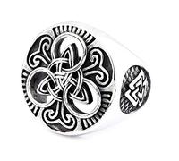 TQWSVUM Viking In Acciaio Inossidabile Triquetra Trinity Celtic Knot Ring, Nordic Valknut Odin Symbol Signet Biker Ring, Men Vintage Gothic Rock Punk Accessori