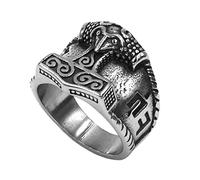 TQWSVUM Viking Mjolnir Anello da Uomo, Nordic Odin Thor's Hammer Anello In Acciaio Inossidabile, Vintage Fashion Classic Hip Hop Boyfriend Biker Ring Gioielli