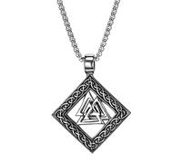 TQWSVUM Viking Odin Symbol Valknut Pendant Collana - Nordic Stainless Steel Celtic Irish Knot Totem Amulet - Uomo Donna Vintage Norse Warriors Accessori Regalo di Natale