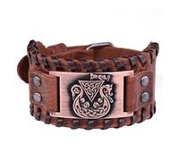TQWSVUM Viking Pirate Ship Irish Knot Cuff Bracciale - Nordic Odin Triangle Metal Amulet Wide Leather Intrecciato Wristband - Uomini Donne Moda Punk Hip Hop Party Accessori