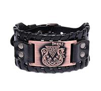 TQWSVUM Viking Pirate Ship Irish Knot Cuff Bracciale - Nordic Odin Triangle Metal Amulet Wide Leather Intrecciato Wristband - Uomini Donne Moda Punk Hip Hop Party Accessori