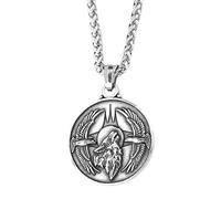 TQWSVUM Viking Raven Wolf Collana per Uomo Donna - Collana con Ciondolo Corvo in Acciaio Inossidabile Fatto A Mano - Nordic Vintage Moon Odin Fenrir Totem Amulet Jewelry