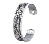 TQWSVUM Viking Tree of Life Yggdrasil Cuff Bangle Bracelet, Men Celtic Knot Regolabile Braccialetto Aperto, Nordic Norway Vintage Gothic Style Pagan Amulet Jewelry