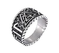 TQWSVUM Viking Uomo 316L Acciaio Inossidabile Valknut Anello, Nordic Odin Triangolo Simbolo Amuleti Anelli, Handmade Vintage Viking Jewelry Regalo Per la Festa del Papà