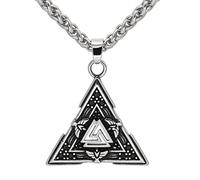 TQWSVUM Viking Valknut Pendant Collana per Uomo Donna, Norreno Mito Odino Simbolo Corvo Collana in Acciaio Inossidabile, Unisex Fashion Vintage Hip Hop Pagan Talisman Gioielli