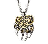 TQWSVUM Vintage Bear Paw Pendant Collana, Nordic Viking Slavic Bear Claw Irlanda Celtic Knot Symbol, Uomini in Acciaio Inossidabile Animale Amuleto Viking Gioielli Regalo per la Festa del papà