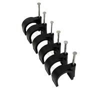 TR Cable® Confezione da 50 fermacavi rotondi neri con chiodi resistenti, durevoli e versatili, ideali per la gestione dei cavi in interni/esterni, 25 mm