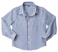 TR Martha Camicia per bambini in blu, camicia a quadretti, cotone, a maniche lunghe, blu 92-140, Blu, 116