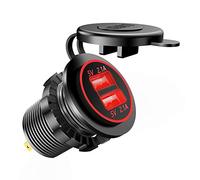 TR Turn Raise Aggiornamento USB Dual 4.2A Presa Caricatore 12V Volt IP66 Impermeabile Presa per Auto Moto Barca (Rosso)