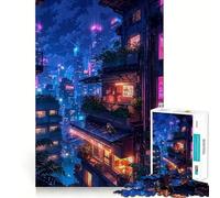 Tra le luci al neon,puzzle per adolescenti da 1000 pezzi,divertente gioco di memoria,componenti robusti e ben rifiniti,portatile e adatto ai viaggi (50x75cm)