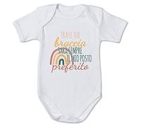 "Tra le Tue Braccia Sarà Sempre il Mio Posto Preferito" Body Bimbo Bimba Personalizzato Idea Regalo Festa del Papà 2023 Babbo Compleanno Natale Nascita Compleanno Natale Neonato Tutina (6-12 Mesi)