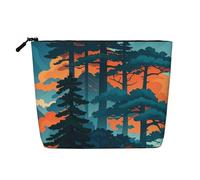 Tra montagne e nuvole, borsa da trucco da viaggio di grande capacità per donna, borsa cosmetica portatile impermeabile con cerniera, monostrato in finta canapa