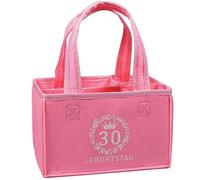 trabag Divertente regalo per donna, borsa da donna, 6 bottiglie, regalo per donne, compleanno, birra, borsa per bottiglie, regalo per gli amanti della birra, Colore: rosa., 19x12x14 cm, 30° compleanno