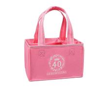 trabag Divertente regalo per donna, borsa da donna, 6 bottiglie, regalo per donne, compleanno, birra, borsa per bottiglie, regalo per gli amanti della birra, Colore: rosa., 19x12x14 cm, 40° compleanno