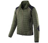 Trabaldo Alp Giacca Piumino Tecnico Alpine Challenge, Verde Militare con Inserti Blu Navy, Taglia L, Imbottitura Piuma e Primaloft, con Cappuccio Polartec