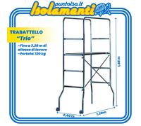 Trabattello Trio acciaio zincato 130x60 cm altezza 188 cm Marchetti