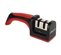 ARCOS Affilatore Professionale con Manico Ergonomico per l'Uso Manuale per Affilare e Lucidare i Coltelli. Rulli in Ceramica e Carbonio. Colore Rosso e Nero