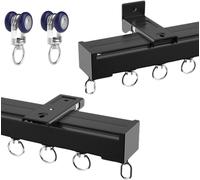 Traccia del soffitto in alluminio per finestre e tende del divisore, pista tende da 50-600 cm, soffitto o sistema di binari a parete con corridori, per far scorrere le tende, noir, 250 cm (8,2 piedi)