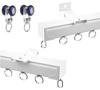 Traccia del soffitto in alluminio per tende da divisorio per finestre e camere, pista tende da 50-600 cm, soffitto o sistema di binari a parete con corridori, per far scorrere le tende, bianco, 550