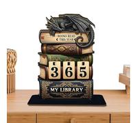 Tracciatore Per Il Conteggio Dei Libri Letti | Insegna In Legno Con Incisione Di Drago,Tracciatore di Lettura in Legno con Regolabili | Per La Decorazione Di Biblioteca E Libreria E Studio E Soggiorno
