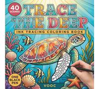 Trace The Deep: Ink Tracing Coloring Book for Adults - 40 Reverse Coloring Ocean Scenes with Sea Turtles, Coral Reefs, Jellyfish and Kelp Forests to Trace With One Black Pen
