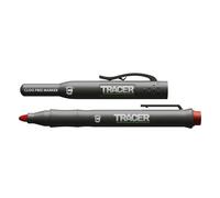 Tracer Marcatore da costruzione rosso senza intasamenti con fondina (pennarello multiuso perfetto per superfici lucide e polverose) - Rosso