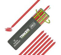 Tracer Set di 6 mine di ricambio per matita resistente, colore rosso, 6 x 5,2 mm, ad alta visibilità, in grafite, per matite dure, colore rosso