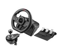 Tracer SimRacer Manual Gearbox Volante 6 in 1, Volante da corsa da gaming con pedali e leva del cambio, compatibile con PC/PS4/PS3/XONE/X360/SWITCH, Angolo di sterzata di 270 gradi, 8 Pulsanti