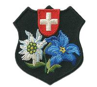 Trachten stemmi svizzeri fiore - Toppe termoadesive Patch Toppa ricamate, misura: 5,2 x 5,5 cm