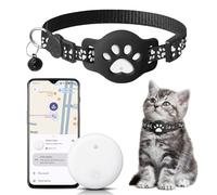 Tracker GPS Tracker per gatti e piccoli animali domestici con supporto, senza abbonamento, compatibile con Google Find My App, IP68, impermeabile, anti-perdita per animali domestici e bagagli, bianco